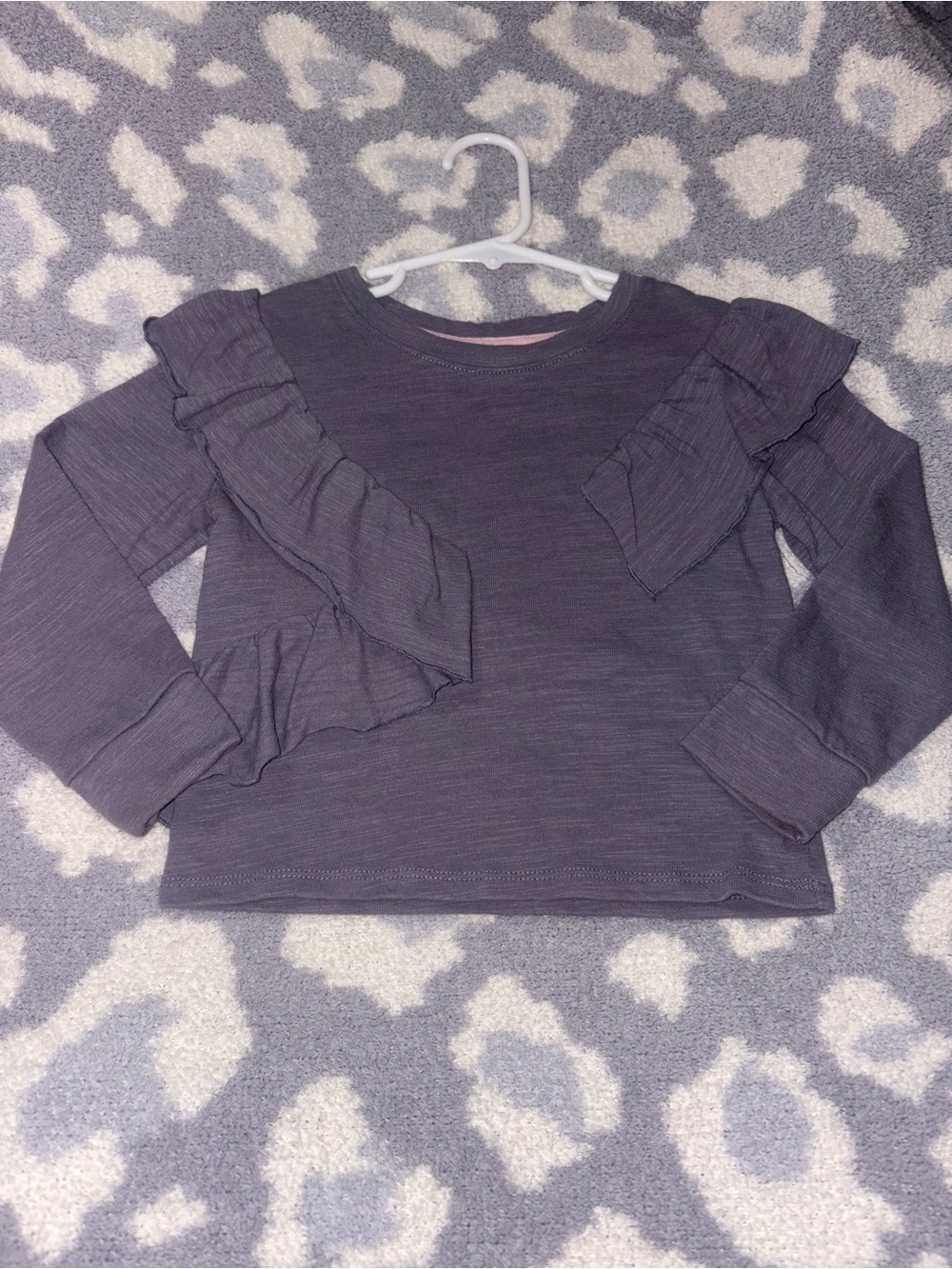 Cat & Jack Gray Asymmetrical Ruffle Long-Sleeve Top Toddler Girl 3T